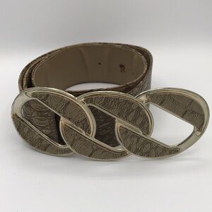 Tan belt with gold-tone buckle